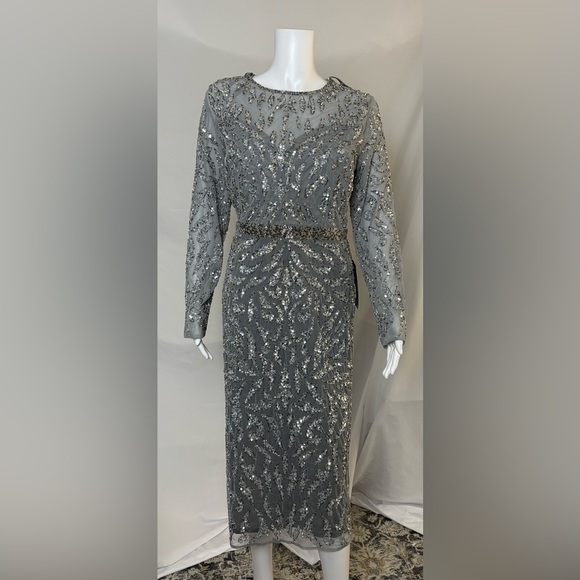 Mac Duggal 5521 Platinum Sequin Cocktail Dress – Size 14 (NWT) - Picture 10 of 13